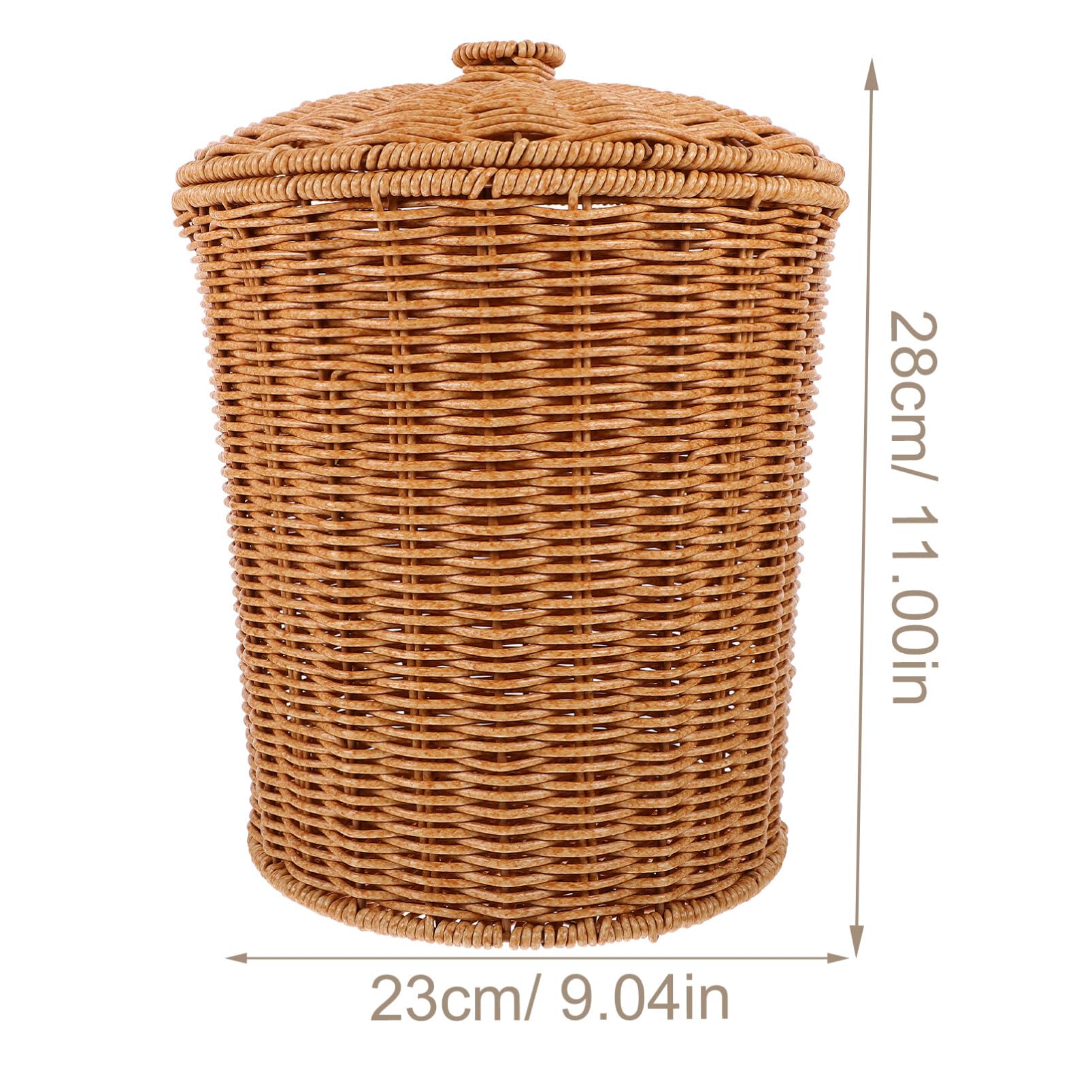 MAGICLULU Wicker Trash Can with Lid Woven Waste Basket Garbage Cans Waste Paper Bin Laundry Basket Rubbish Basket Sundries Basket for Bathroom Kitchen Office