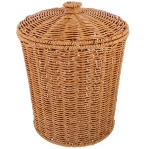 magiclulu wicker trash can with lid woven waste basket garbage cans waste paper bin laundry basket rubbish basket sundries basket for bathroom kitchen office