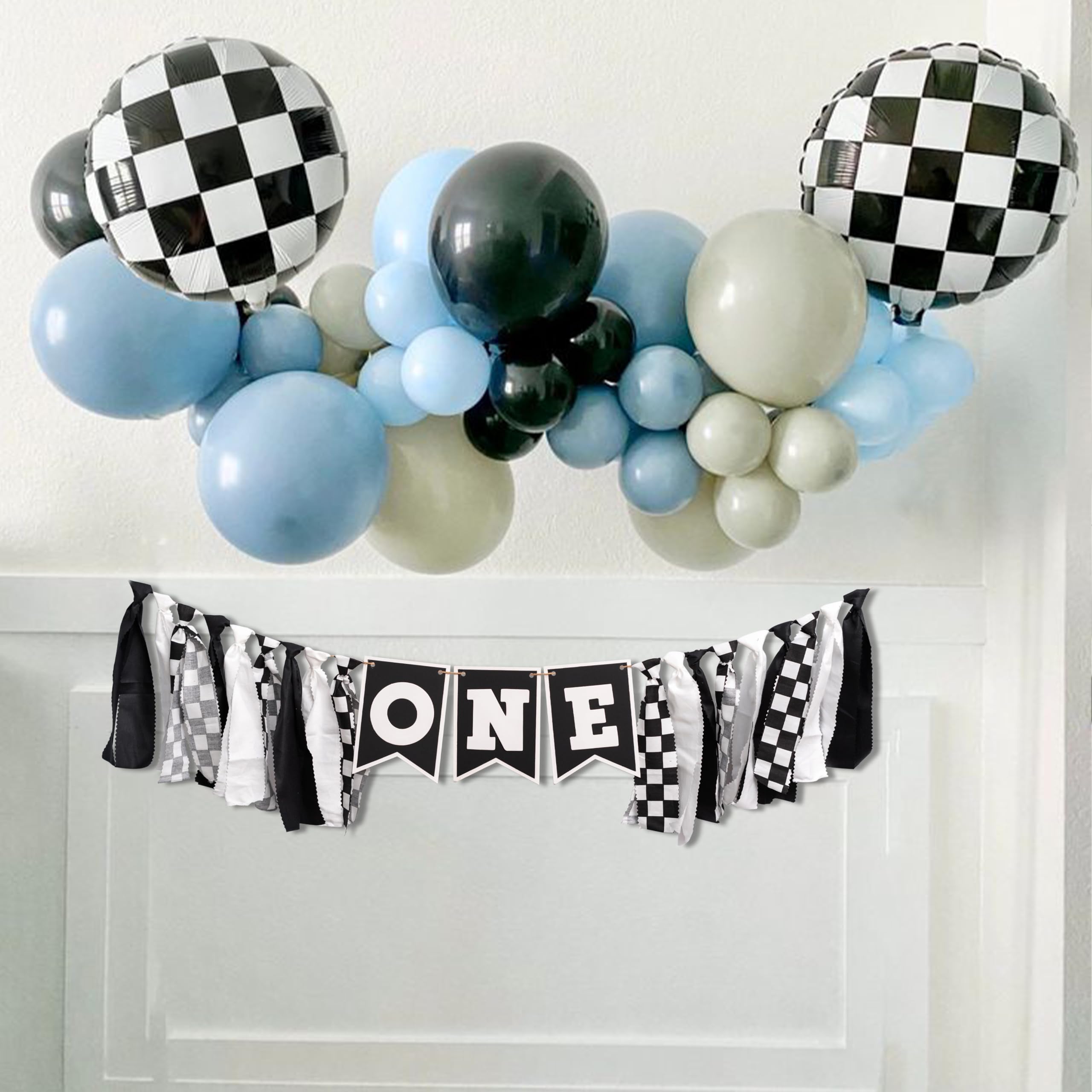 Race Car Birthday Highchair Banner - Black White Race Car Birthday Decorations,1st Birthday Race Car Banner,First Birthday Photo Prop Cars Theme Brand: VANGNING