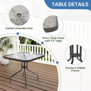 UDPATIO Patio Dining Set of 5, Outdoor Furniture Chairs and Square Table, Breathable Seat Fabric and Alloy Steel Frame for Backyard, Porch, Garden, Poolside (Brown)