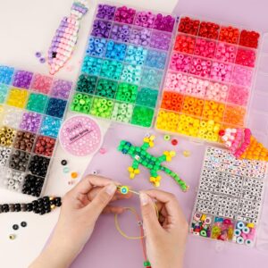 Paodey 2400pcs Pony Beads 72 Colors 9mm Friendship Bracelets Making Kit, Rainbow Kandi Beads Bulk Letter Beads for Name Bracelets Jewelry Making Crafts with Elastic String