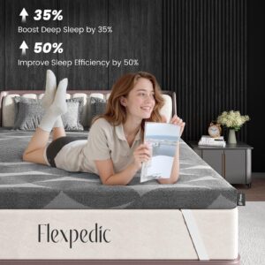 Flexpedic Firm Mattress Topper 3 Inch King Size - Advanced Gel Infused Memory Foam Bed Topper for Deep Pain Relief - Breathable & Washable Cover - CertiPUR-US Certified Comfort Enhancement