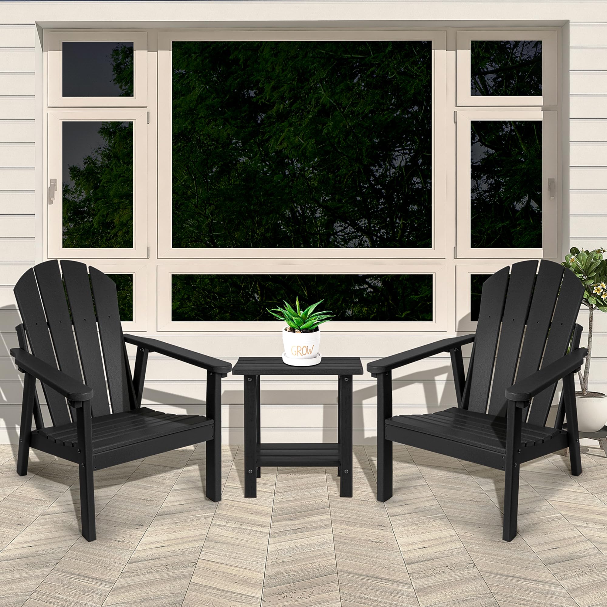 NAVINE Adirondack Chair Set of 4, HDPE All Weather Adirondack Chairs, Fire Pit Chairs, Patio Chairs, Lawn Chairs. Perfect for Porch, Patio, Poolside, Deck.