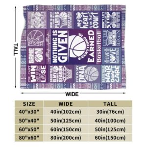 Homieblanket Basketball Blanket for Boys Girls, Cool Basketball Themed Design Printed Purple Throw Blankets for Kids Lap, Chair Sofa, Soft Fleece Cozy Blanket, 40"x 50"