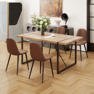 muuoky dining table set for 4, modern 55'' wood dining table, fabric dining chairs 4,table and chairs set of 4,ideal for kitchen dining room