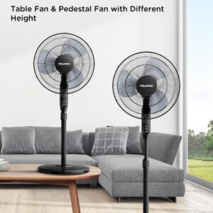 PELONIS 16’’ Oscillating Pedestal Standing Fan with Remote Control 2 Packs, 3 Speeds Settings 7H Timer Ultra Quiet Adjustable Heights for Bedroom, Living Room, Home and Office