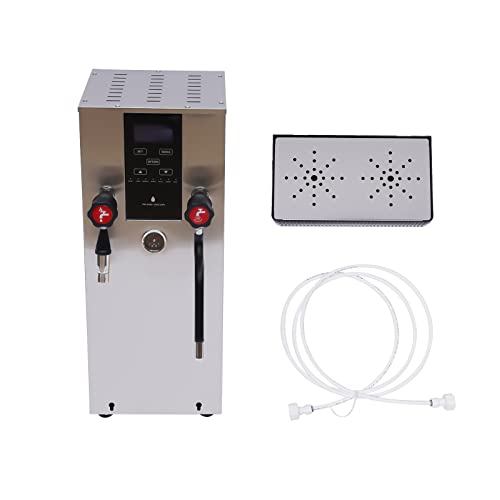 SHATUOA 12L Commercial Steam Water Boiling Machine, 4 in 1 Espresso Coffee Machine with 360° Water Valve, LED Screen Display Electric Milk Foam Machine for Bakery, Tea Restaurant