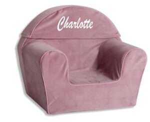 personalized toddler chair with name - comfy reading chair for kids with removable cover- lightweight baby chair (pink)