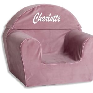 Personalized Toddler Chair With Name - Comfy Reading Chair For Kids with Removable Cover- Lightweight Baby Chair (Pink)