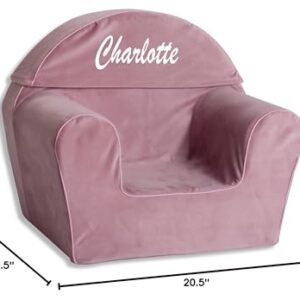 Personalized Toddler Chair With Name - Comfy Reading Chair For Kids with Removable Cover- Lightweight Baby Chair (Pink)