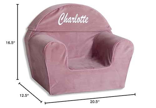 Personalized Toddler Chair With Name - Comfy Reading Chair For Kids with Removable Cover- Lightweight Baby Chair (Pink)