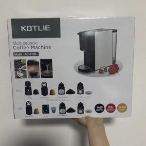 KOTLIE 4in1 Espresso Machine,Customize Volume Settings,Single Serve Coffee Maker for Nespresso original/K cups/L'OR/Ground Coffee/illy Coffee ESE,19Bar Espresso Maker,1450W Coffee Machine