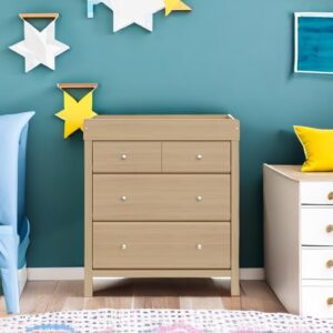 Storkcraft Carmel 3 Drawer Chest with Changing Topper (Driftwood) – GREENGUARD Gold Certified, Dresser For Nursery, 3 Drawer Dresser, Kids Dresser, Nursery Dresser Drawer Organizer, Chest of Drawers