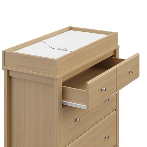 Storkcraft Carmel 3 Drawer Chest with Changing Topper (Driftwood) – GREENGUARD Gold Certified, Dresser For Nursery, 3 Drawer Dresser, Kids Dresser, Nursery Dresser Drawer Organizer, Chest of Drawers