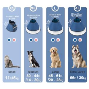 EvcgoX Soft Dog Cone,Cone Collar for Dogs,Cats After Surgery to Stop Licking,Dog Cone Alternative with Deep Plastic Collar Protect Wounds Better,L Size Blue