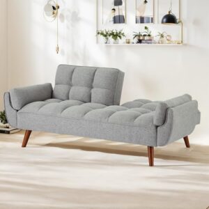 Relyblo Futon Sofa Bed, 75.9 inch Convertible Sectional Fabric Sleeper Couch, Splitback Loveseat with Tapered Legs, Modern Lounge for Living Room, Study, Bedroom, Apartment, Office