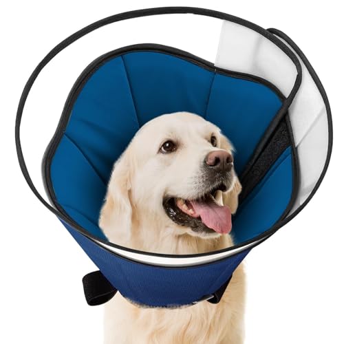 EvcgoX Soft Dog Cone,Cone Collar for Dogs,Cats After Surgery to Stop Licking,Dog Cone Alternative with Deep Plastic Collar Protect Wounds Better,L Size Blue