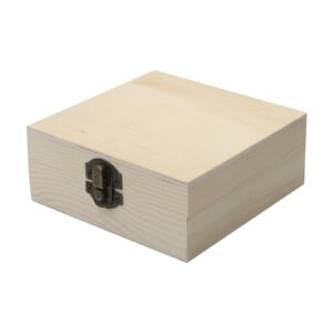 Tsnamay Cuboid 4.72"x4.72" Unfinished Wooden Box Natural Pine Wood DIY Craft Wooden Boxes with Lid for Storage Crafts