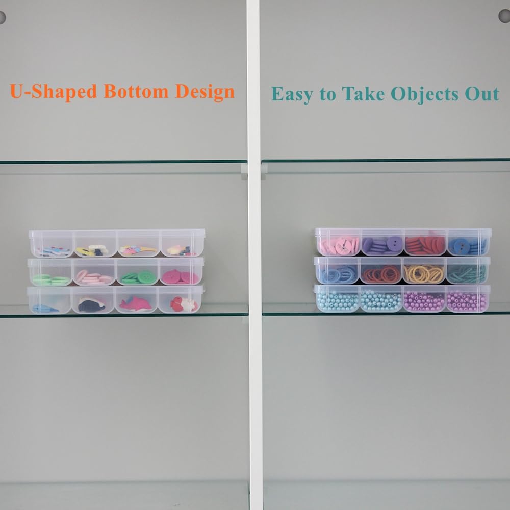 BangQiao 3 Pack Fixed 32 Grids Clear Plastic Storage Box, Transparent Organizer Container Case for Bead, Button, Jewelry, Diamond, Craft Supplies, Small Parts, Sewing Kit, DIY Accessories