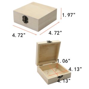 Tsnamay Cuboid 4.72"x4.72" Unfinished Wooden Box Natural Pine Wood DIY Craft Wooden Boxes with Lid for Storage Crafts