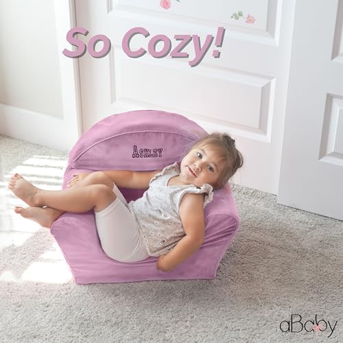 Personalized Toddler Chair With Name - Comfy Reading Chair For Kids with Removable Cover- Lightweight Baby Chair (Pink)