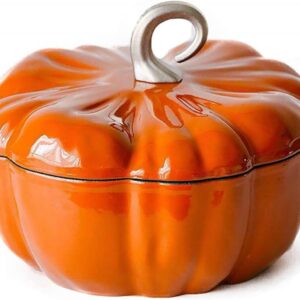 exari Cast Iron Pumpkin Enamel Pot/Stew Pot Soup Pot Multi-Purpose Pot/Household Dutch Oven Non-Stick Stock Pot Induction Cooker Universal, 4 qt(3.76L)