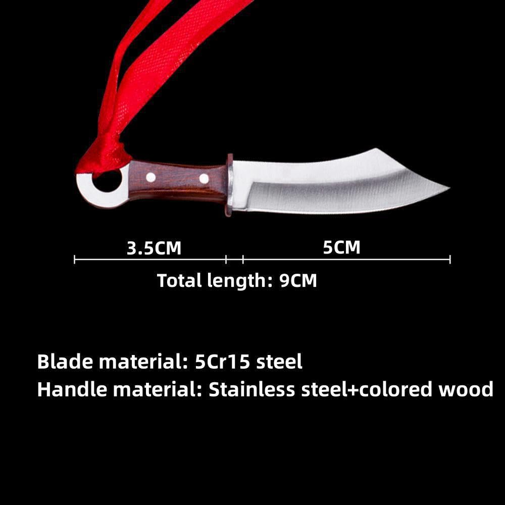 SZHOWORLD Ultra Minimal Fixed Blade Knife, 1.37 inch 5Cr15 Steel Blade with Stainless Steel+Wood Handle, Mini Knife/Box Cutter with Leather Sheath for EDC Gift Tools