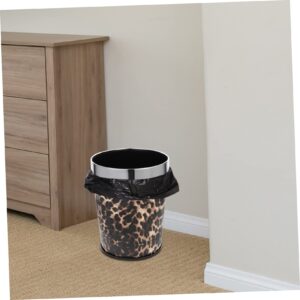 Holibanna Bathroom Trash Can Recycling Bin Round Waste Basket Office Wastebasket Bathroom Garbage Can Trash Cans Office Garbage Can Stainless Steel Leopard Print Container Box