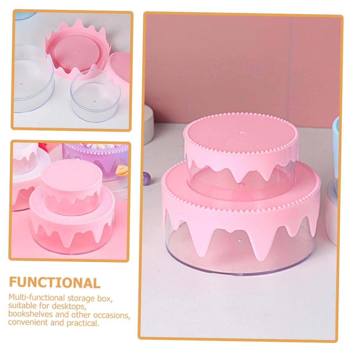 Wakauto 1 Set Storage Container Jewelry Box Plastic Material DIY Hair Rope Storage Box Girl Child Plastic Storage Box