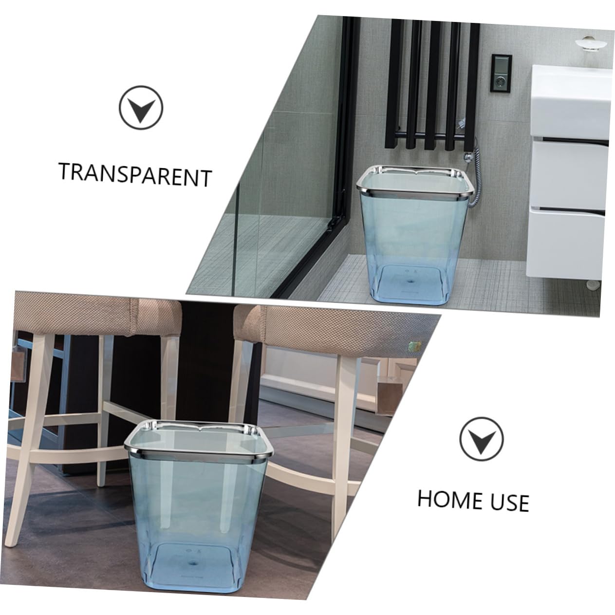 HONMEET Transparent Trash Can Garbage Can Clear Square Trash Can Waste Paper Basket Waste Basket Trash Bucket Bathroom Wastebasket Large Capacity Trash Bin Container Box Household Office