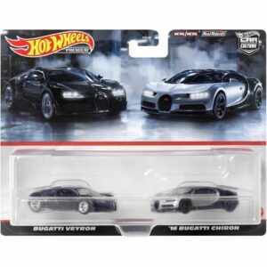 hot wheels hkf52 premium 2-pack bugatti veyron / '16 bugatti chiron [mini car] [3 years old and up]