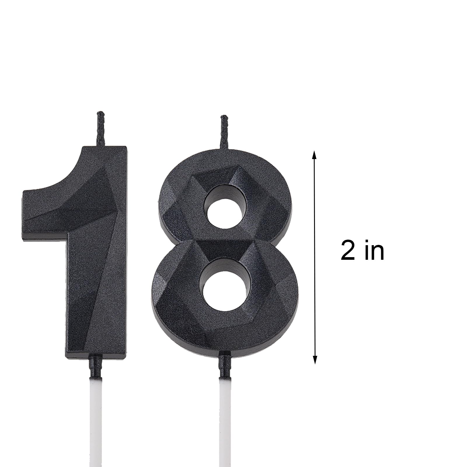 2 inch Black 18 & 81 Birthday Candles, 3D Diamond Number 18th & 81st Cake Topper for Men Women Birthday Party Decorations Theme Party