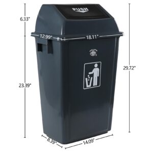 Ggbin 18 Gallon Plastic Swing Lid Trash Can, 4-Pack Large Kitchen Garbage Can with lid, Gray