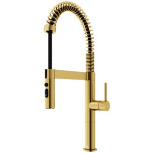 vigo 4.0" w x 20.5" h x 10.75" d edison pro one-handle pull down kitchen faucet in matte brushed gold - vg02052mg