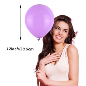 Purple Party Balloons Set, 12inch Lavender Balloons Pastel Purple Lilac Balloons Purple Metallic Confetti Purple Balloons For Girls Birthday Baby Shower Bridal Wedding Party Decorations