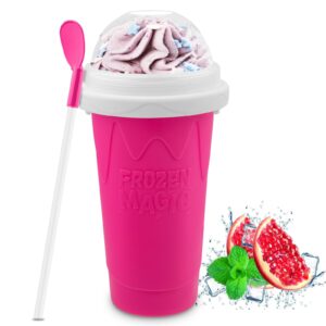 slushie maker cup - diy magic slushy maker squeeze cup for homemade milk shake ice cream maker, portable smoothie squeeze cup for juices and milk, birthday gifts for friends&family(pink)