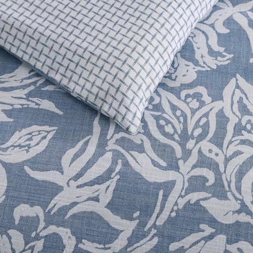 Nautica - Queen Duvet Cover Set, Reversible Cotton Bedding with Matching Shams, Elegant Floral Home Decor (Tortola Blue, Queen)