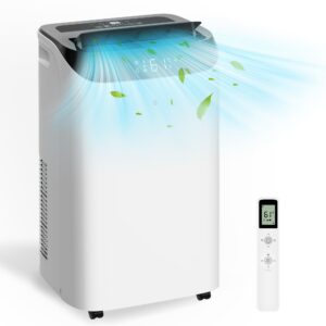 12,000 btu portable air conditioner cools up to 500 sq.ft, 3-in-1 energy efficient portable ac unit with remote control & installation kits for large room, campervan, office, temporary space