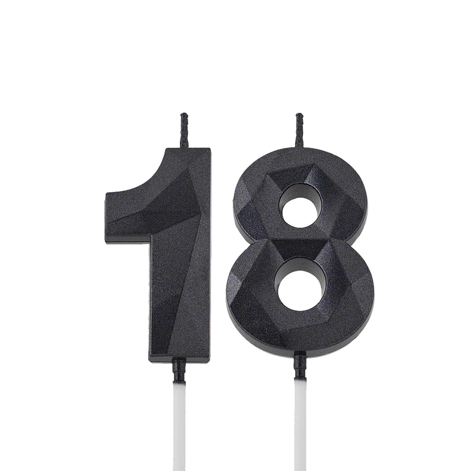 2 inch Black 18 & 81 Birthday Candles, 3D Diamond Number 18th & 81st Cake Topper for Men Women Birthday Party Decorations Theme Party