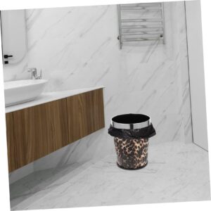 Holibanna Bathroom Trash Can Recycling Bin Round Waste Basket Office Wastebasket Bathroom Garbage Can Trash Cans Office Garbage Can Stainless Steel Leopard Print Container Box