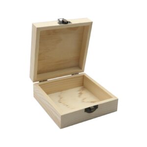 Tsnamay Cuboid 4.72"x4.72" Unfinished Wooden Box Natural Pine Wood DIY Craft Wooden Boxes with Lid for Storage Crafts