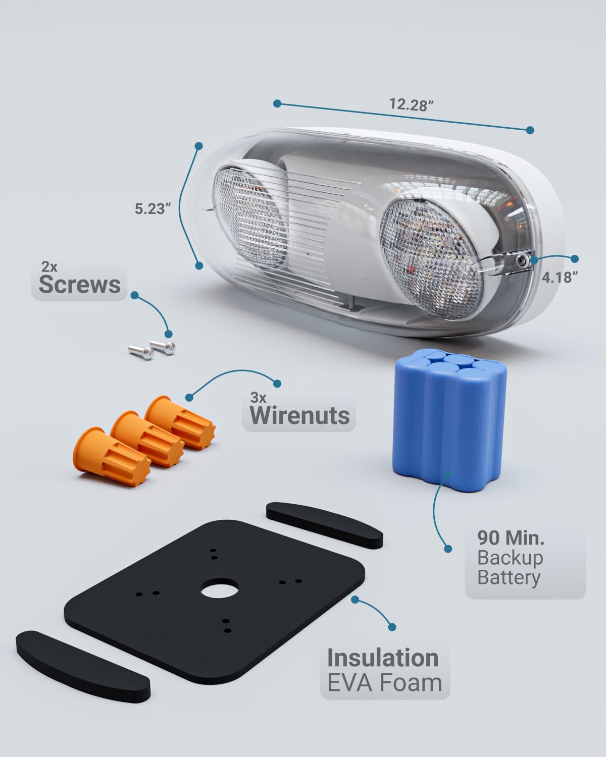 Sunco LED Outdoor Emergency Light, 2-Head Adjustable Wet Rated Exit Lights with Battery Backup, Egress Light, Fire Resistant, 2.4W, 400 LM, 6500K CCT, AC120-277V, UL