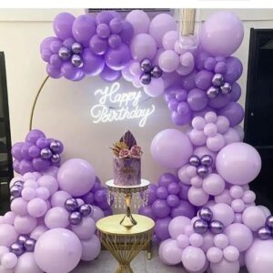 Purple Party Balloons Set, 12inch Lavender Balloons Pastel Purple Lilac Balloons Purple Metallic Confetti Purple Balloons For Girls Birthday Baby Shower Bridal Wedding Party Decorations