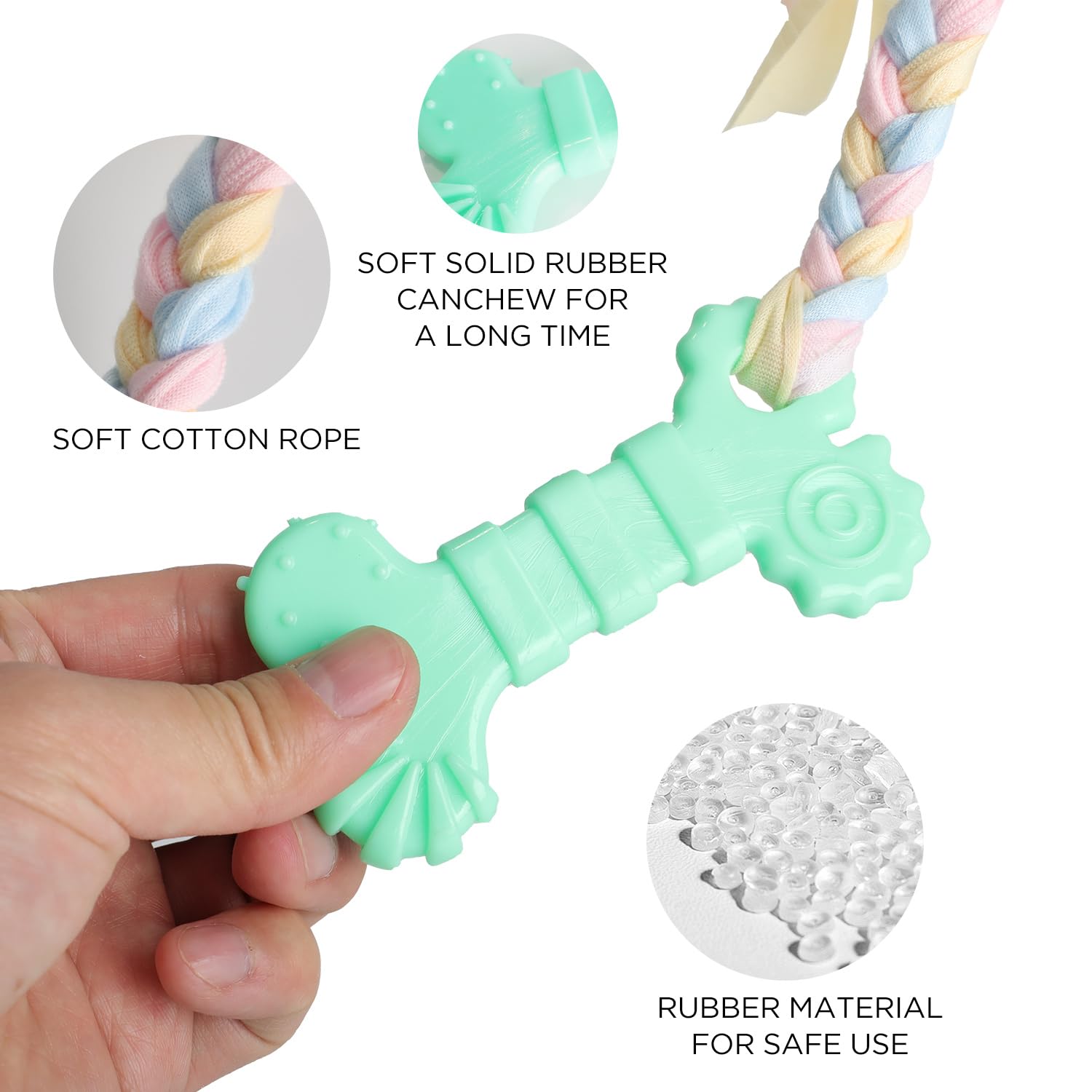 4 PCS Chew Toys for Teething, Soft Rubber Puppy Chew Toys, Puppy Teething Ring, Rope Dog Toys, Funny Interactive Toy for 2-8 Months Teething Small Dogs