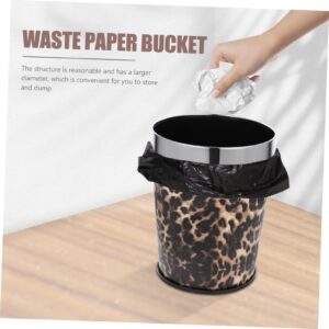 Holibanna Bathroom Trash Can Recycling Bin Round Waste Basket Office Wastebasket Bathroom Garbage Can Trash Cans Office Garbage Can Stainless Steel Leopard Print Container Box