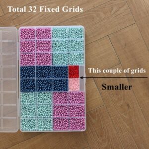 BangQiao 3 Pack Fixed 32 Grids Clear Plastic Storage Box, Transparent Organizer Container Case for Bead, Button, Jewelry, Diamond, Craft Supplies, Small Parts, Sewing Kit, DIY Accessories