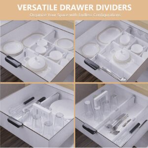 KABUM Adjustable Drawer Divider Organizer Clothes Dresser Organizer,Expandable Organization for Home, Office,2.8" High Expandable from 11.7" to 18.5",4 Dividers with 6 Short and 2 Long Inserts