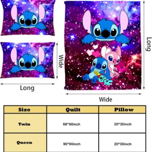 LUSTROVA 3 Pcs Cute Anime Cartoon Comforter Bed Sets with 1 Quilt Cover 2 Pillowcases 3D Printed Lightweight Bedding Sets Gifts for Girls Boys Kids Adults 68""X90"", Twin