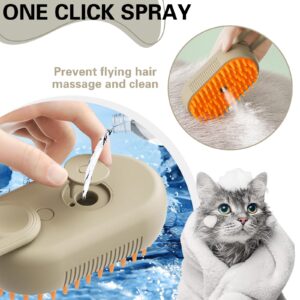 Steamy Pet Brush - Convenient Hair Removal, Easy Collection, Massage Function - Ideal Steam Brush for Cats! (White+Coffee)