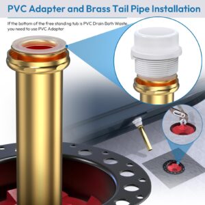 PVC Freestanding Tub Drain Rough-in Kit, Bathtub Drain Kit with PVC Plastic Adapter and Brass Tail Pipes - Compatible with Freestanding Bathtub, Floor Mounted Bathtub and Copper Bathtub